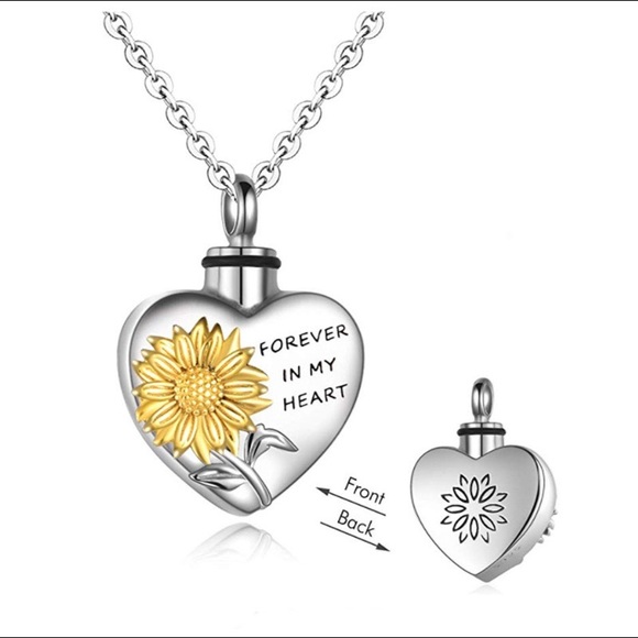 Urn Necklaces for Ashes in My Heart Flower Pendant Memory Locket Necklace - Picture 3 of 5